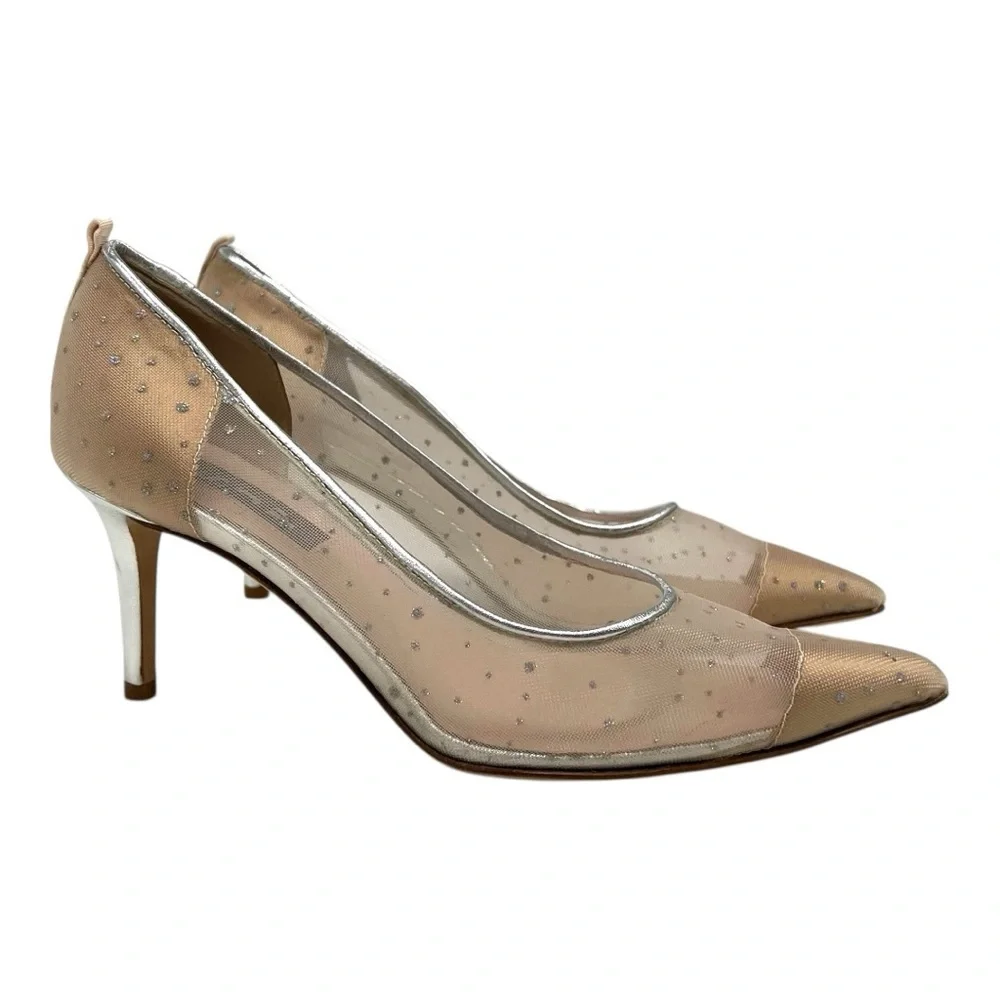 SJP Sarah Jessica Parker Glass 70mm Glitter Dot Mesh Stiletto Heels Women’s 36.5 - Picture 2 of 15